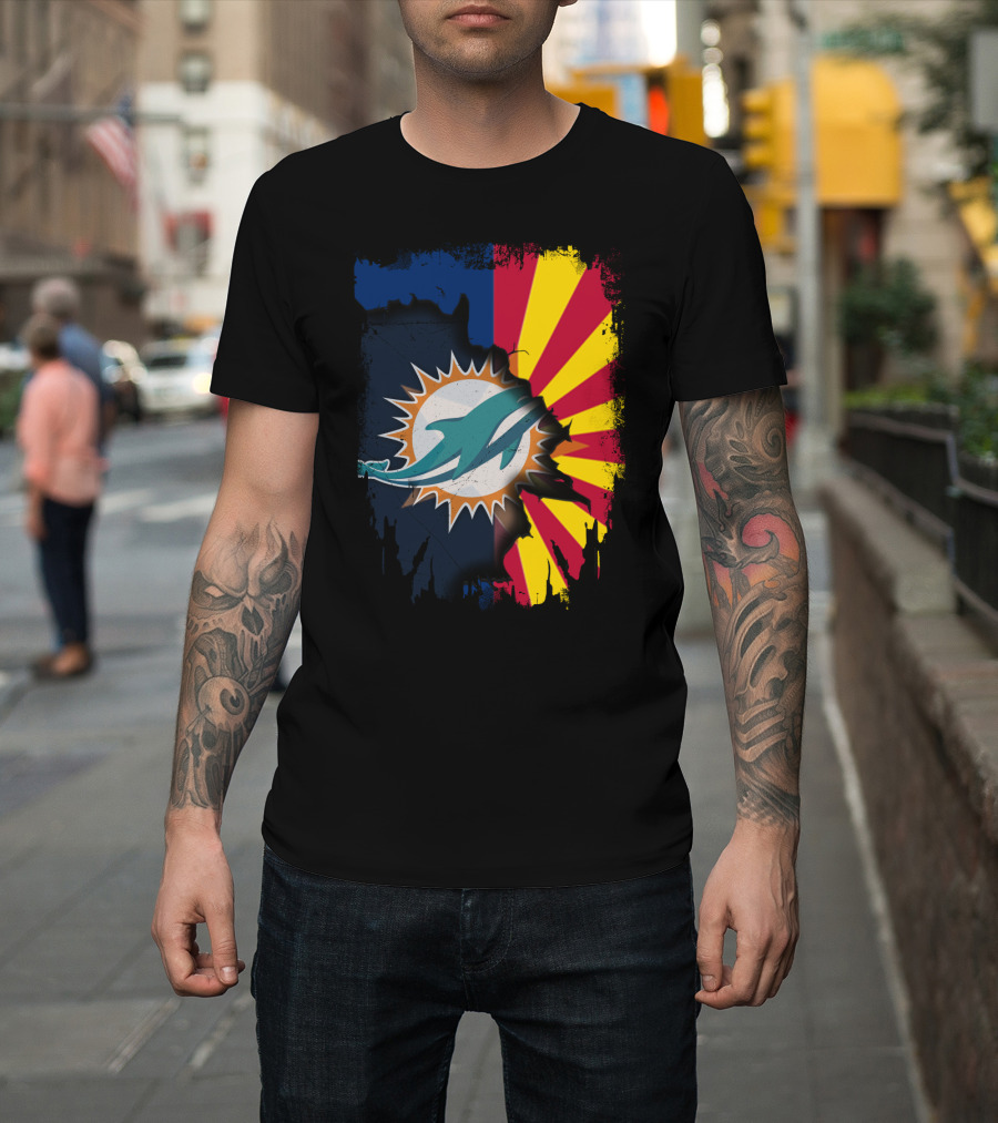 Miami Dolphins Arizona Flag Fusion T-Shirt