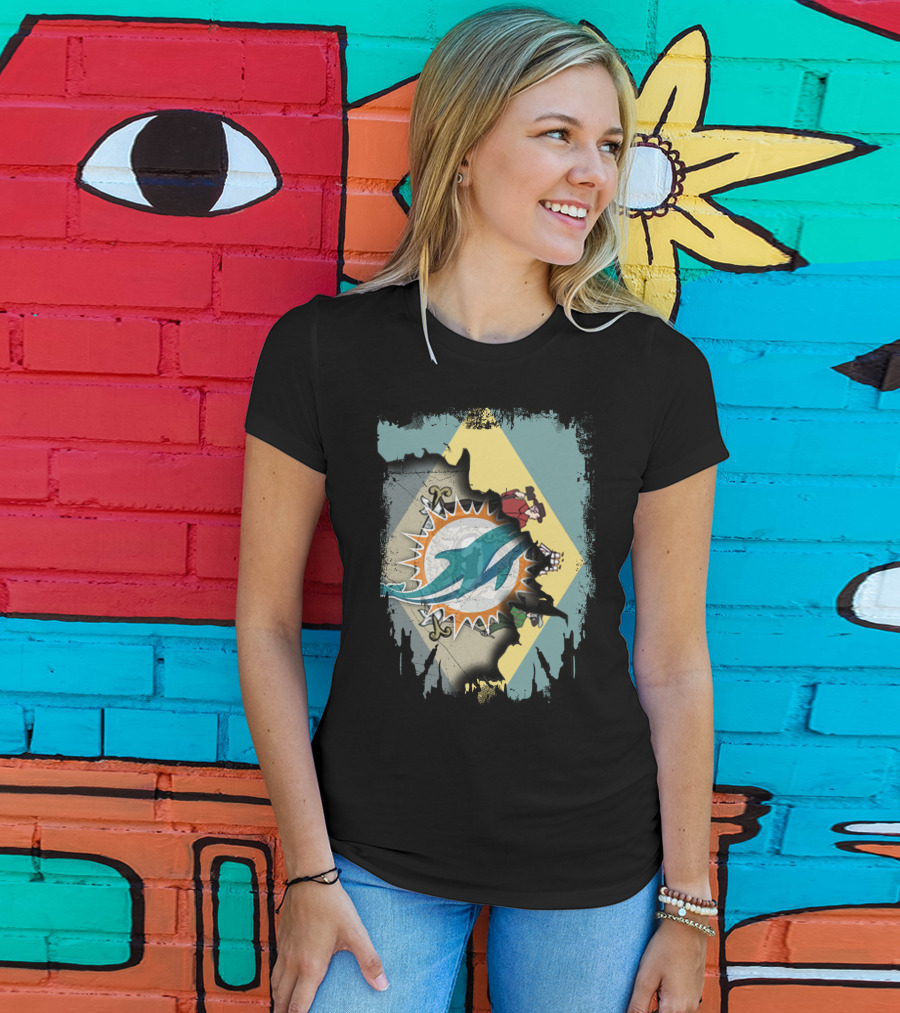 Delaware Dolphins Football Flag Fusion T-Shirt