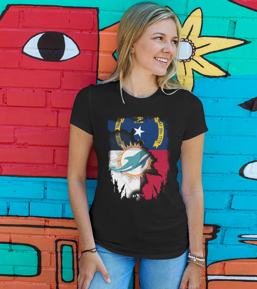 North Carolina Flag Dolphins Miami Connection T-Shirt