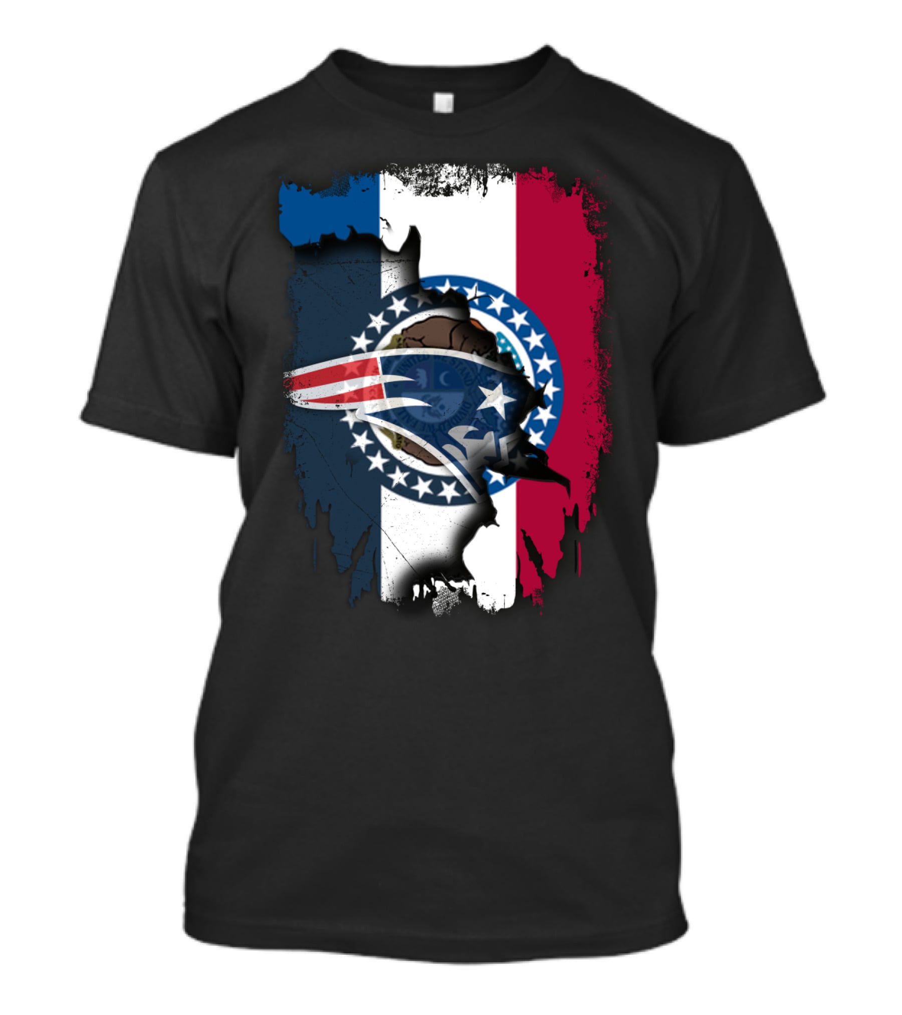 Together Missouri Patriots Flag And Patriot Logo Fusion T-Shirt