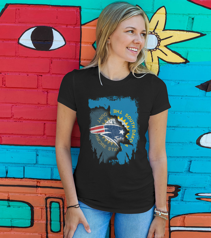 South Dakota Pride With Patriots Logo Overlay T-Shirt