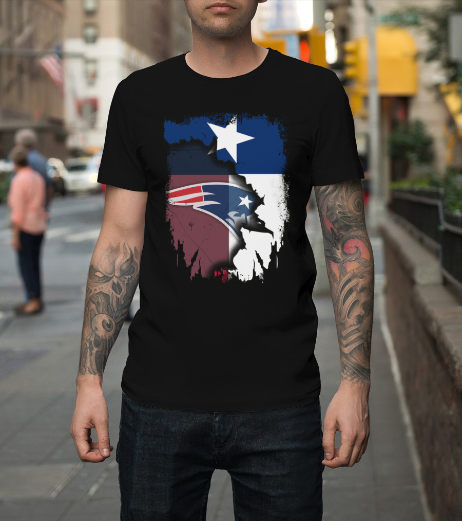 Together Texas With Patriots Star Flag And Football Motif T-Shirt