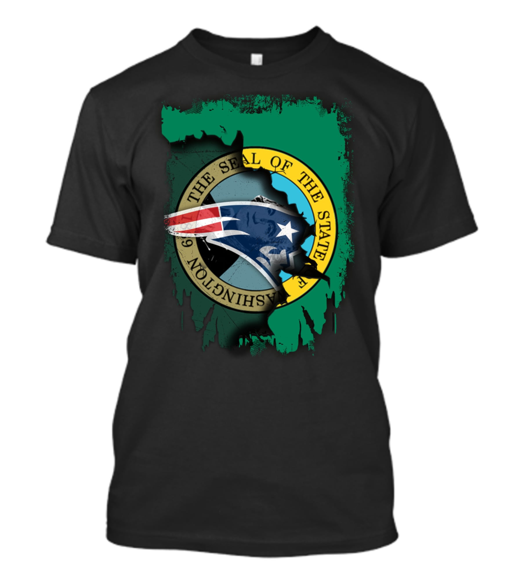 The Seal Of The State Of Washington With Patriots Logo Fusion T-Shirt