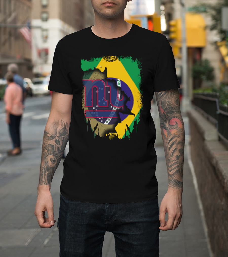 Giants Brazil Collaboration With Brazilian Flag And Giants T-Shirt