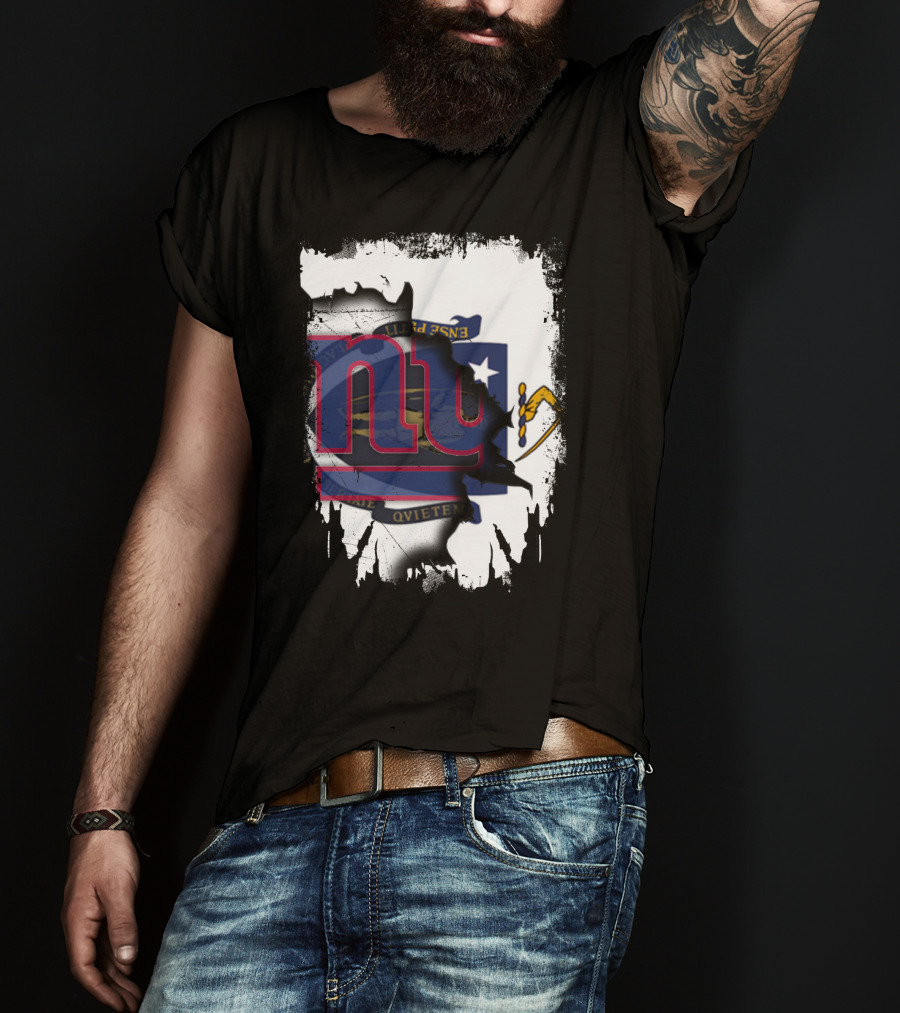 Together Massachusetts Meets Giants New York Team Flag Fusion T-Shirt