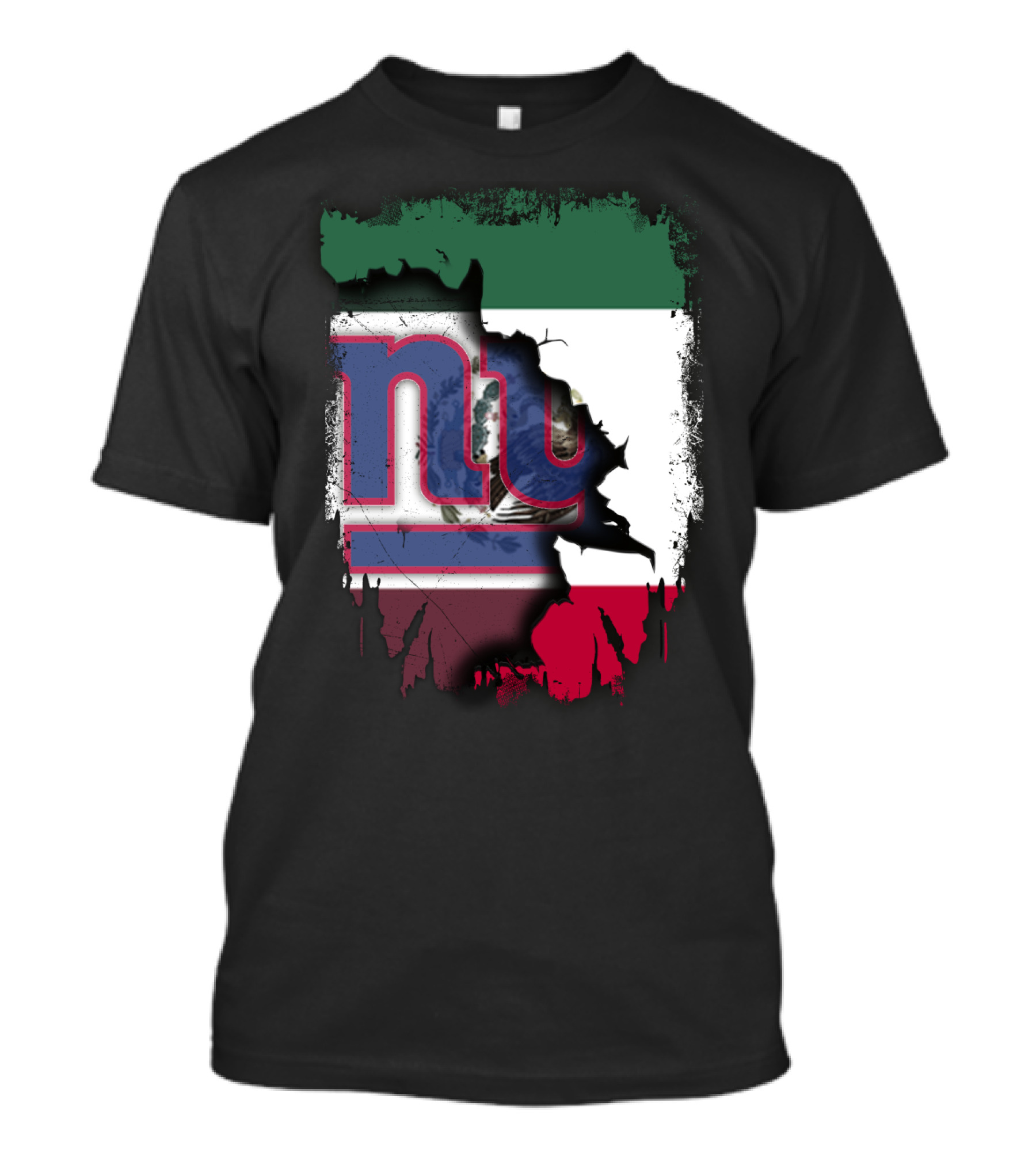 Mexico Flag And NY Giants Logo Fusion Together T-Shirt