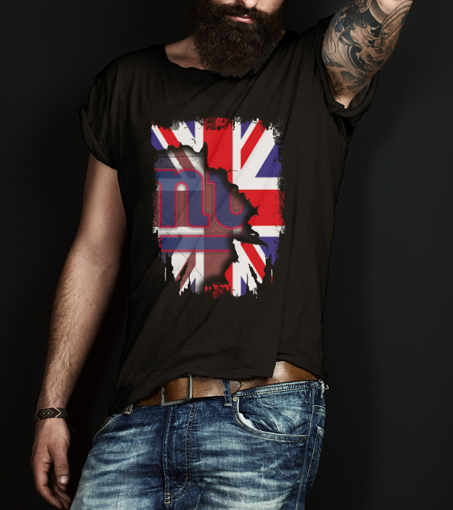 United Kingdom Flag With New York Giants Logo Overlay T-Shirt