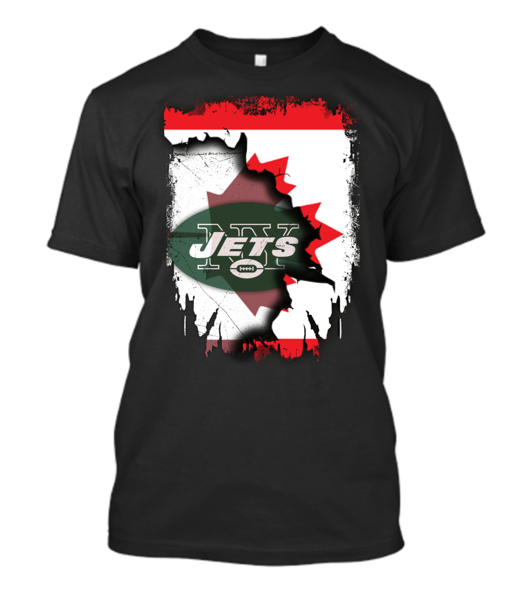 Canada Maple Leaf Over New York Jets Logo Collaboration T-Shirt