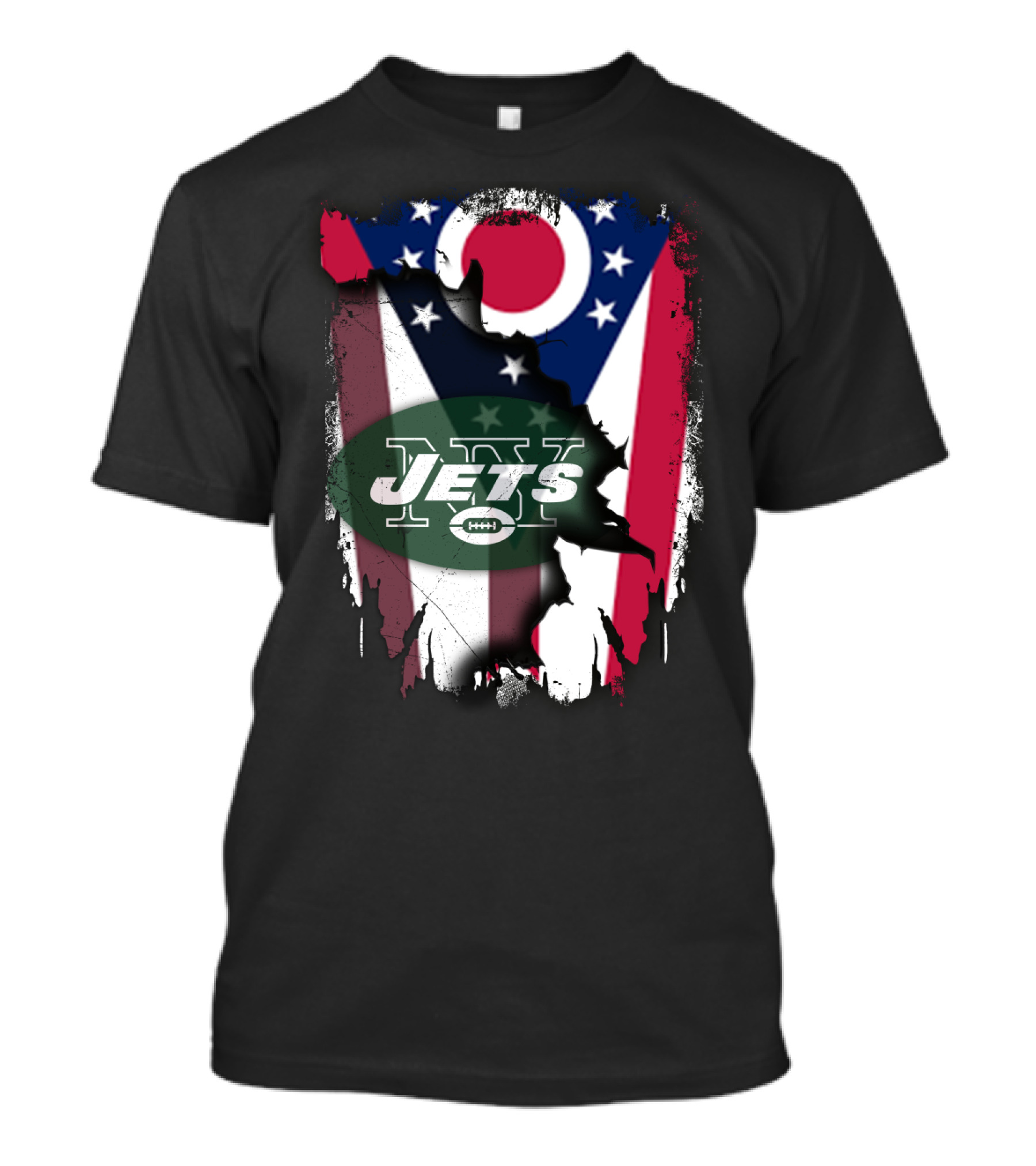 Ohio Flag With New York Jets Logo And Together Ohio T-Shirt