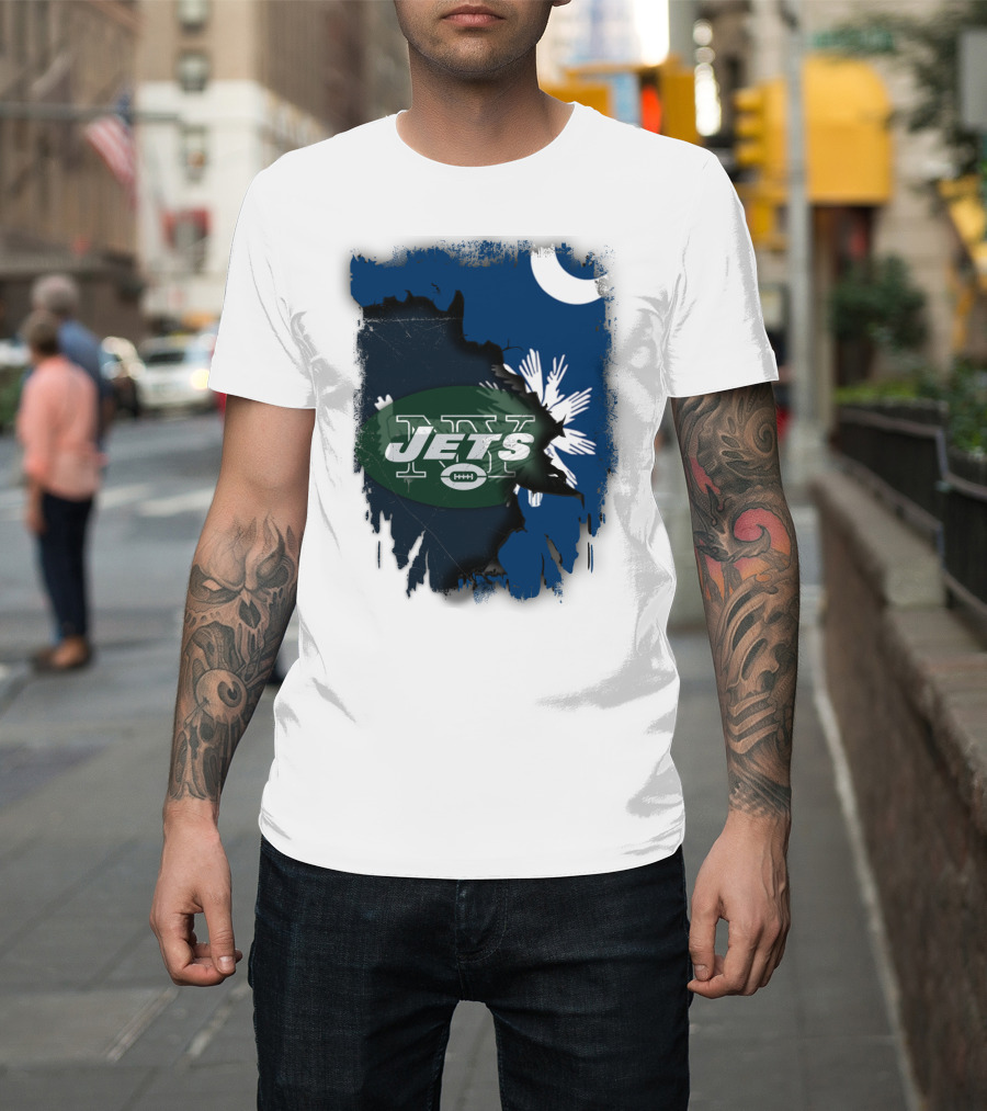 Jets with South Carolina State Flag and Crescent Moon Background T-Shirt