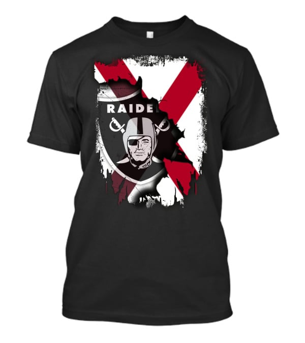 Raiders Logo With Alabama Flag Background T-Shirt