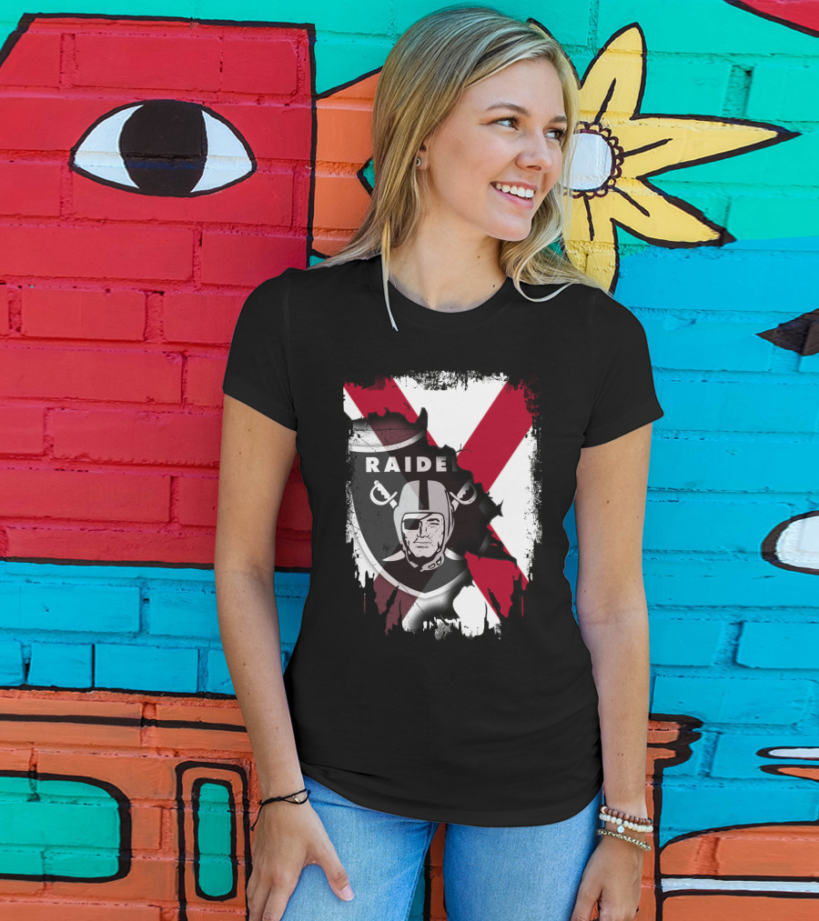Raiders Logo With Alabama Flag Background T-Shirt