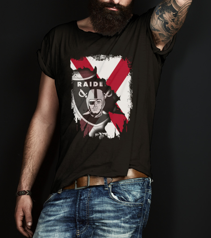 Raiders Logo With Alabama Flag Background T-Shirt
