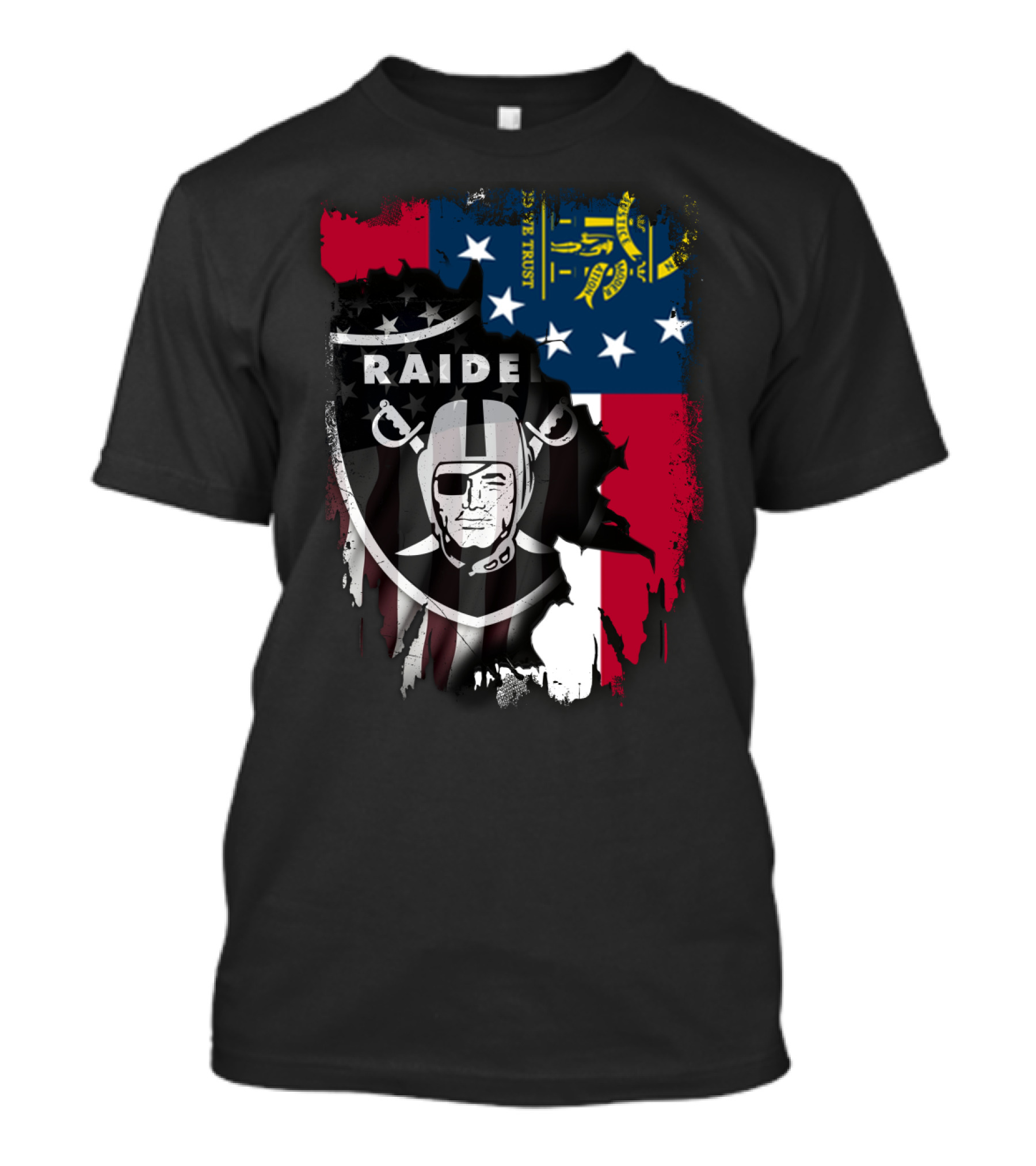 Georgia State Flag With Raiders Logo Together T-Shirt