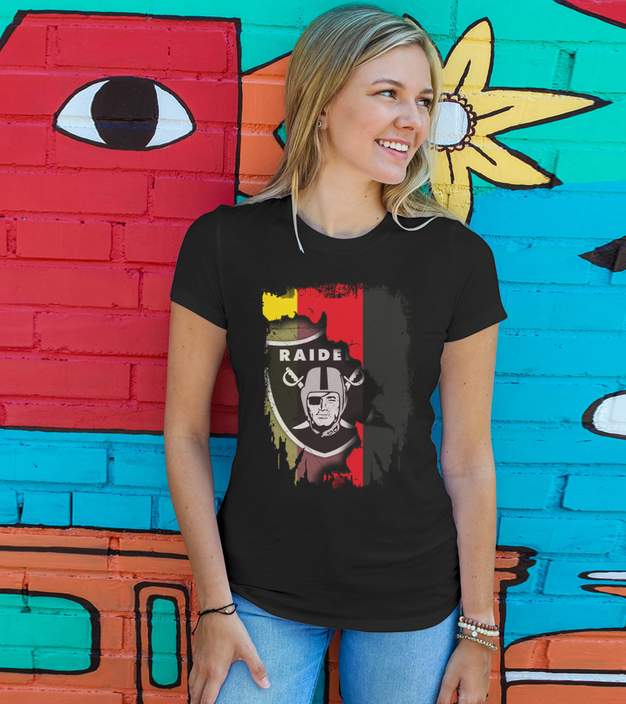 Raiders Logo Blended With Germany Flag Colors T-Shirt