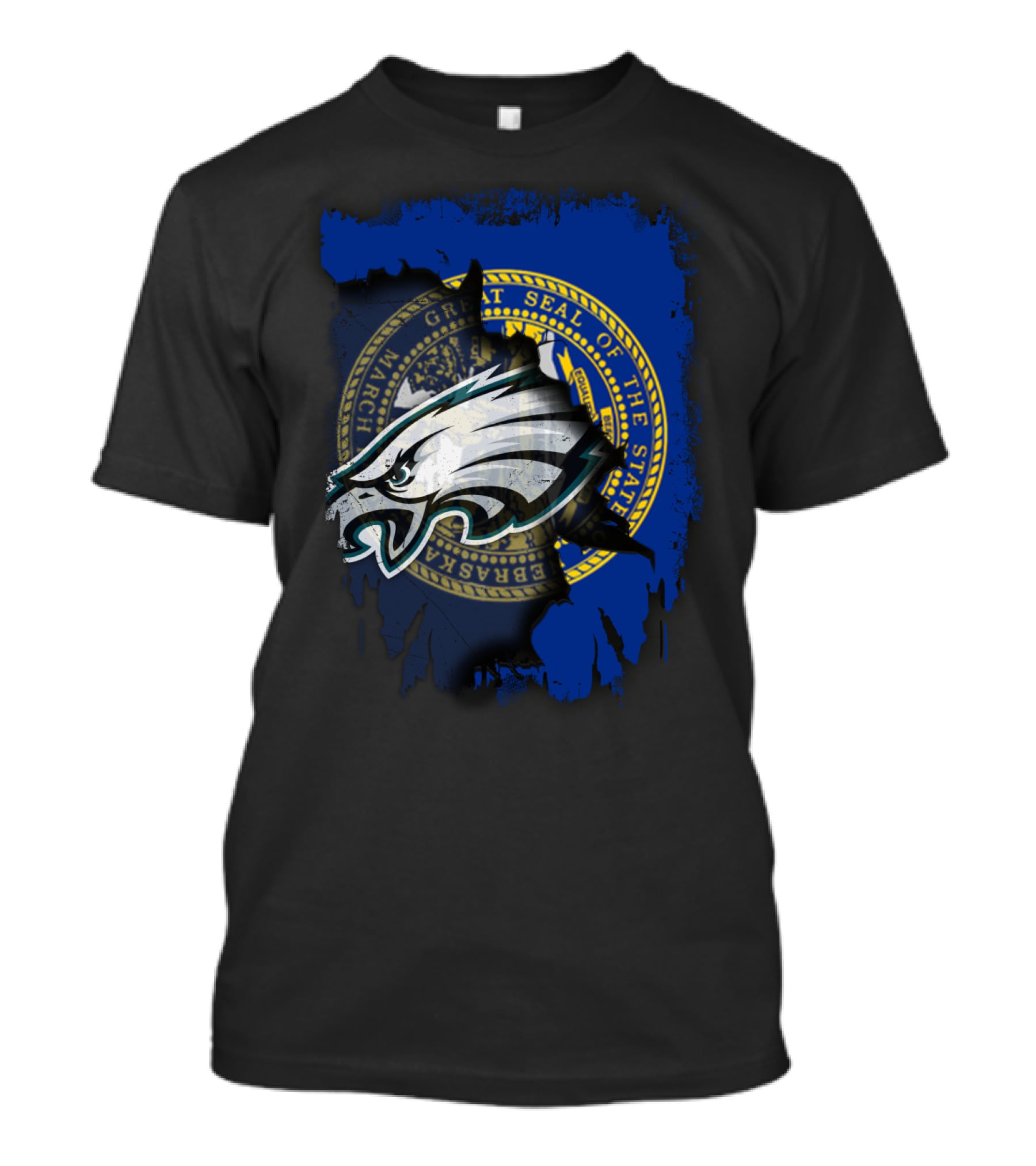 Great Seal Of Nebraska With Eagles Roaring T-Shirt