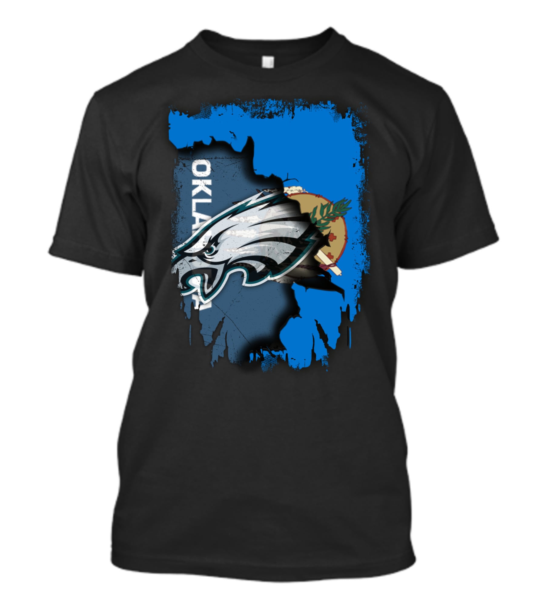 Oklahoma With Philadelphia Eagles Logo And Oklahoma State Flag T-Shirt