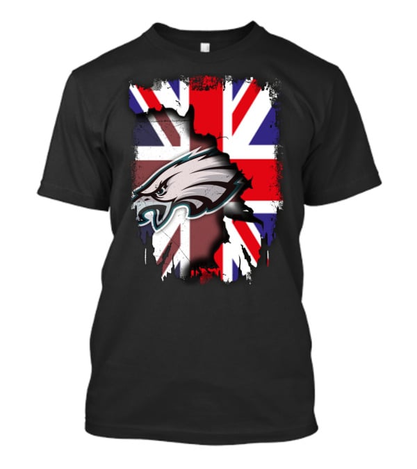 Philadelphia Eagles Overlaid On Union Jack Flag T-Shirt