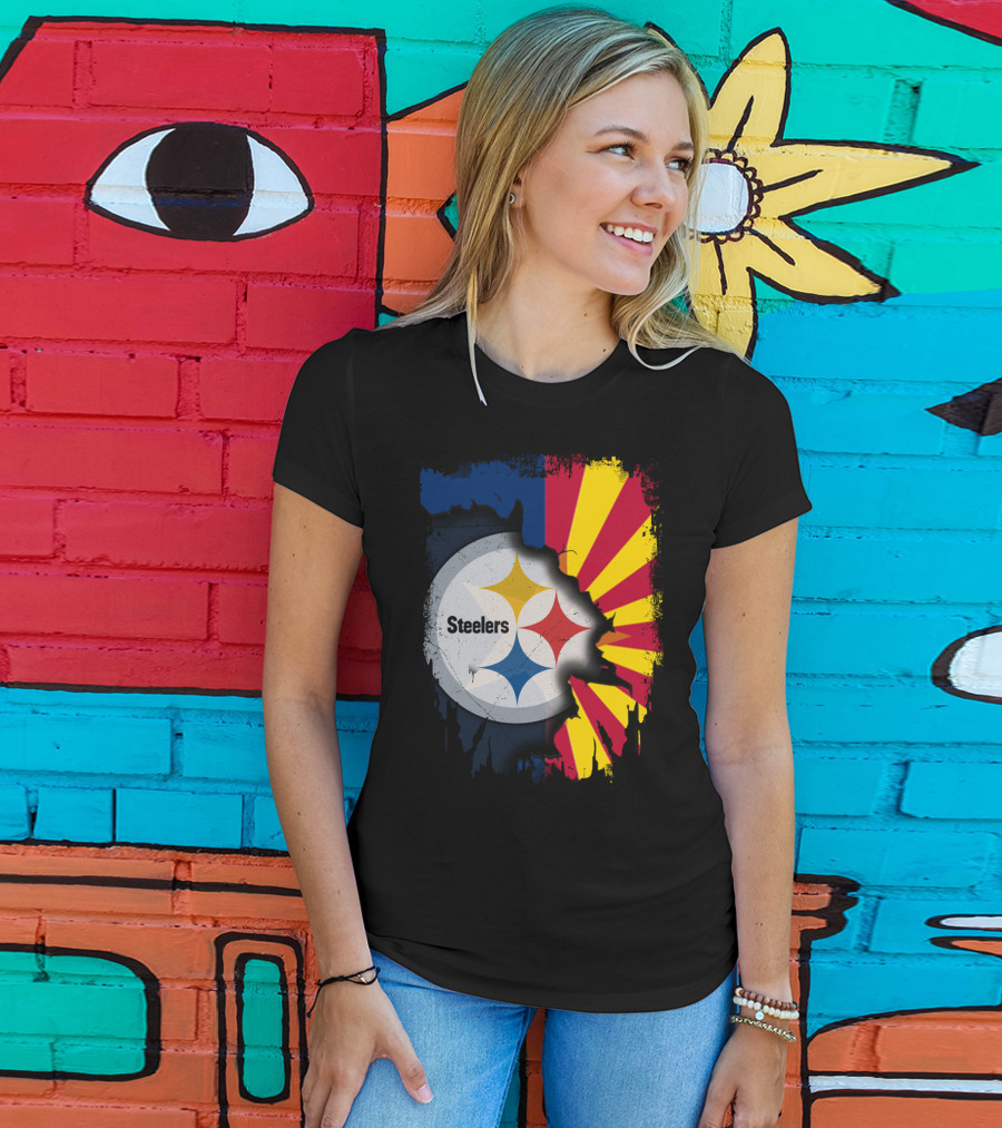 Steelers Logo With Arizona Flag Background T-Shirt