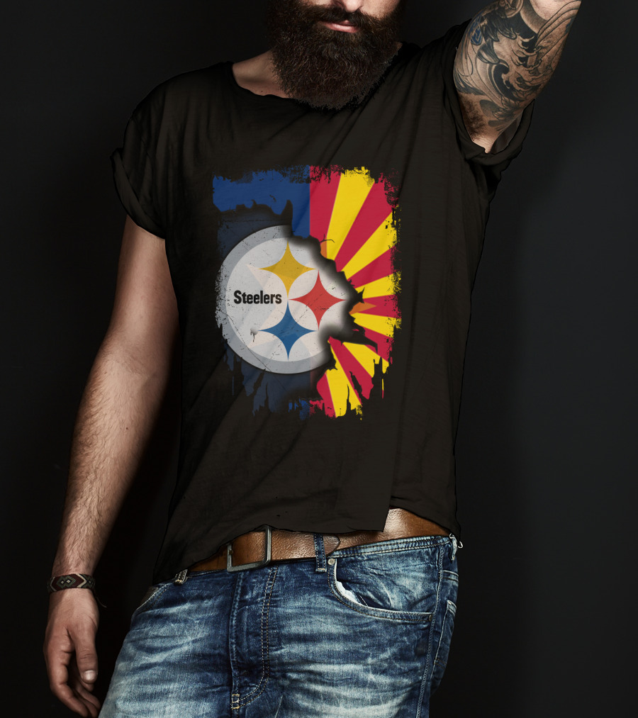 Steelers Logo With Arizona Flag Background T-Shirt