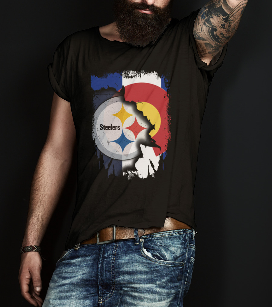 Steelers And Colorado Flag Fusion T-Shirt