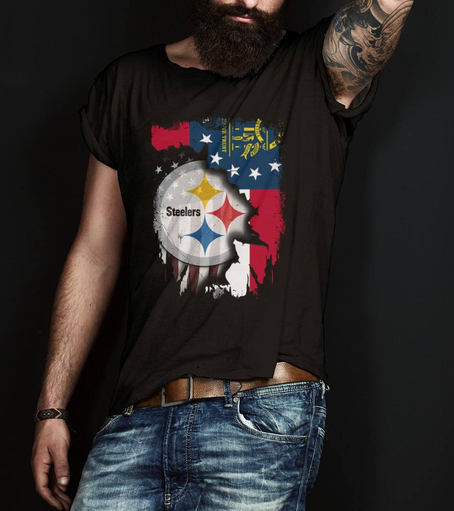 Steelers Over Georgia State Flag Football T-Shirt