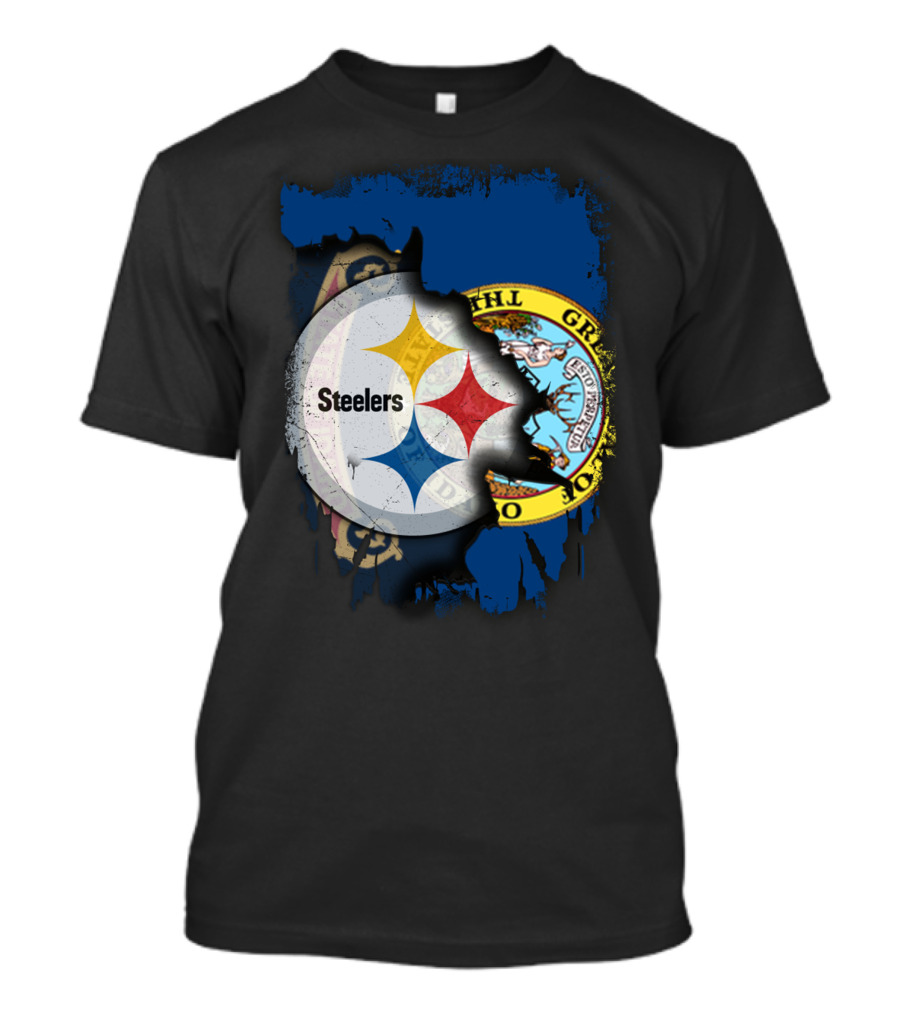Together Idaho Steelers Logo With State Flag Background T-Shirt