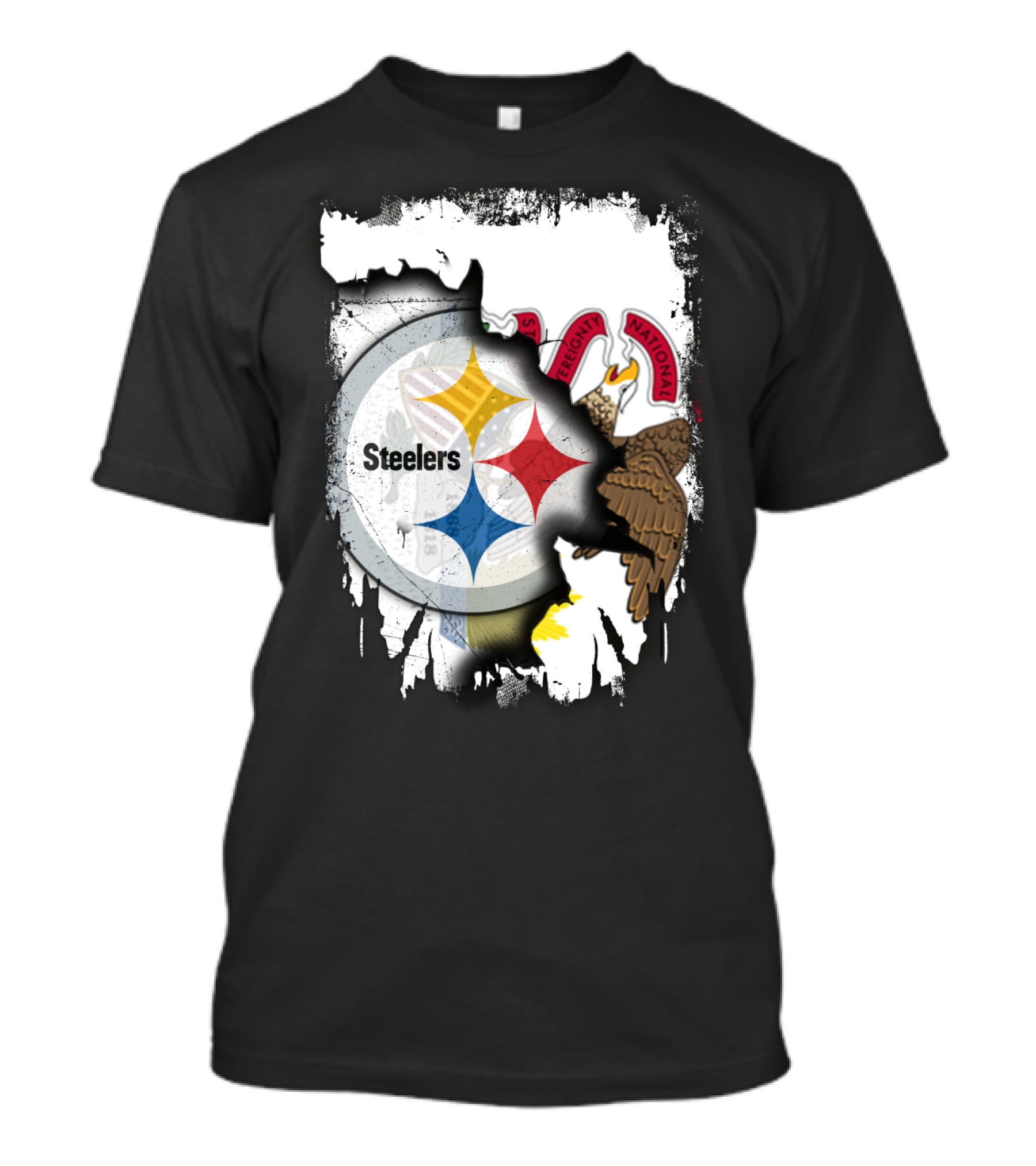 Illinois And Steelers Unity Emblem With State Symbols And NFL T-Shirt