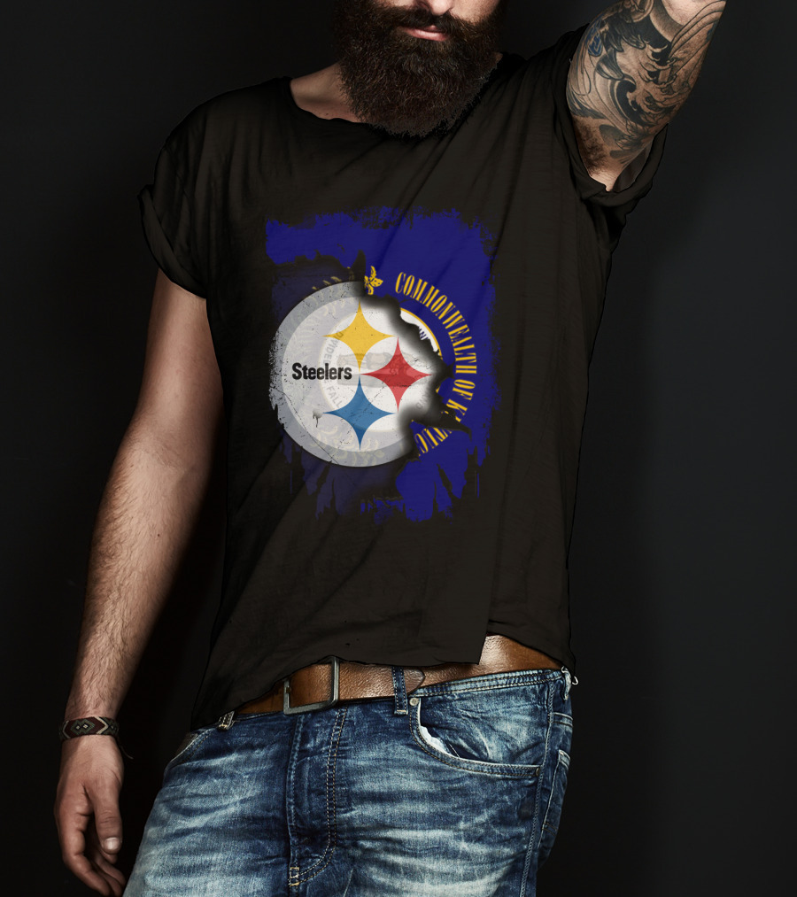 Commonwealth Of Kentucky With Steelers Football T-Shirt
