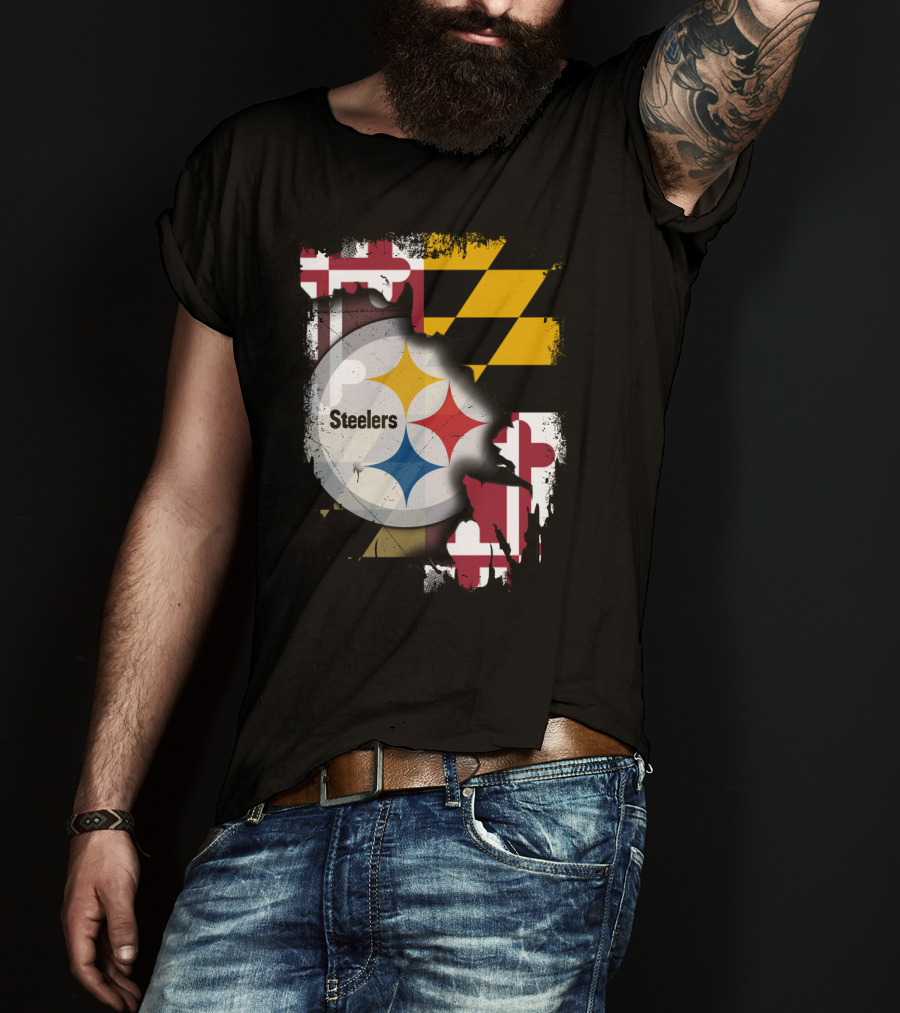 Together Maryland Flag Steelers Logo Fusion T-Shirt