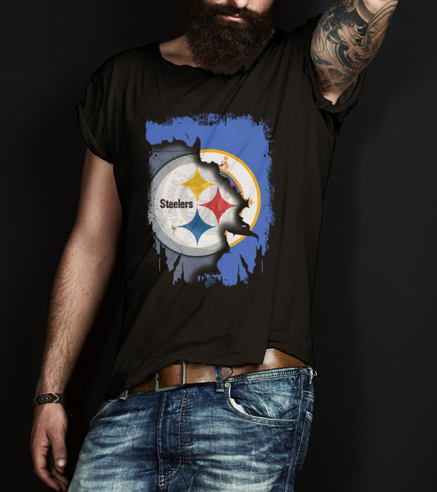 Steelers And Minnesota United Iconic Symbol Fusion T-Shirt