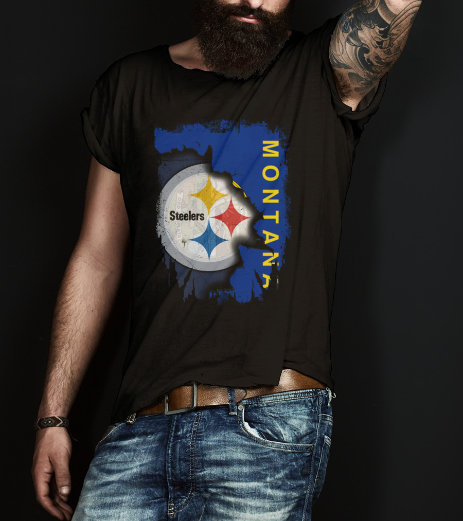 Montana Steelers Emblem With State T-Shirt