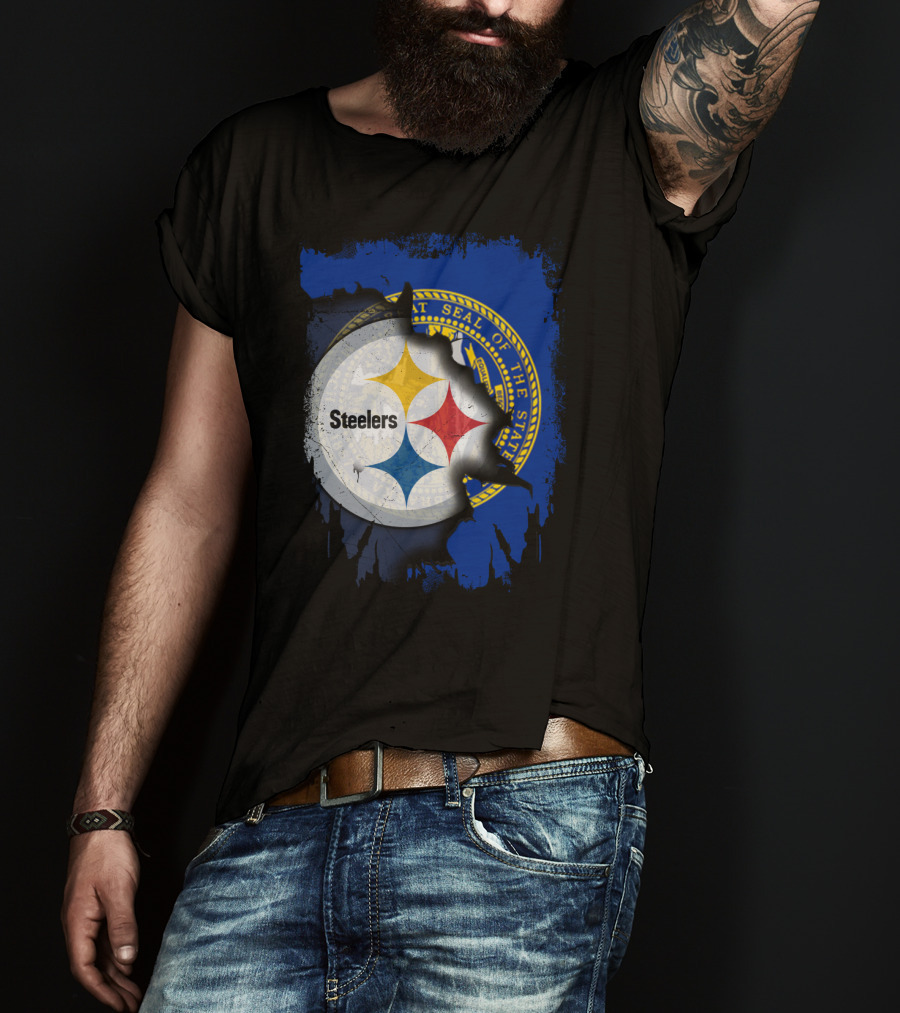 Nebraska State Seal With Steelers Logo Integration T-Shirt