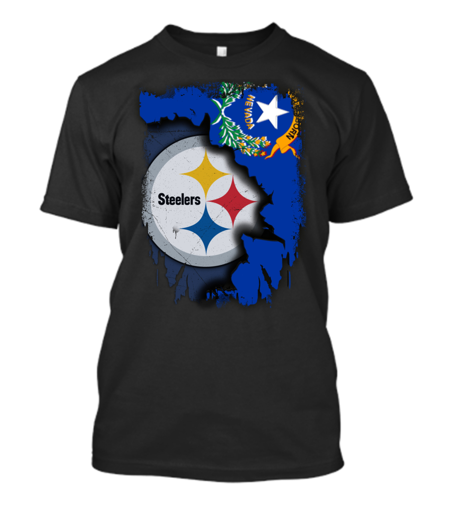 Nevada Steelers Fan Collaboration With State Flag Elements T-Shirt