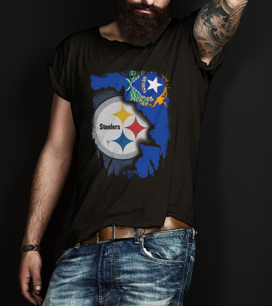 Nevada Steelers Fan Collaboration With State Flag Elements T-Shirt