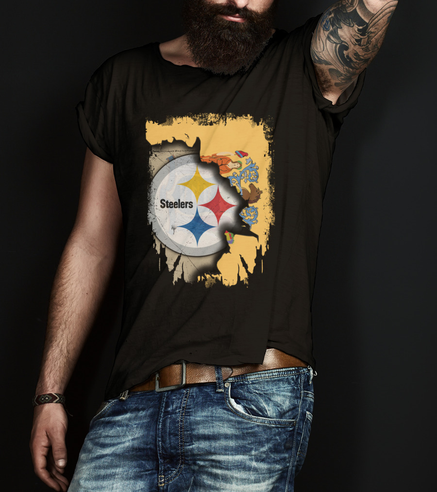 Steelers Logo Within New Jersey Map T-Shirt