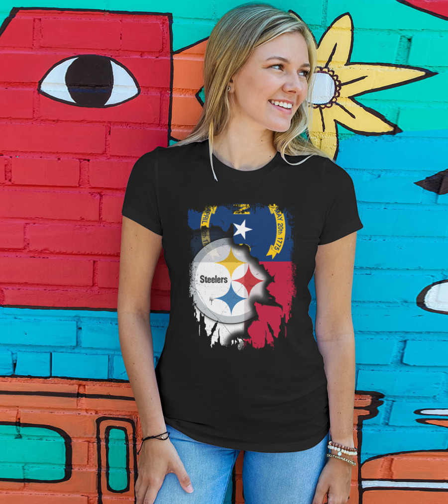 Together North Carolina With Steelers Logo Fusion T-Shirt