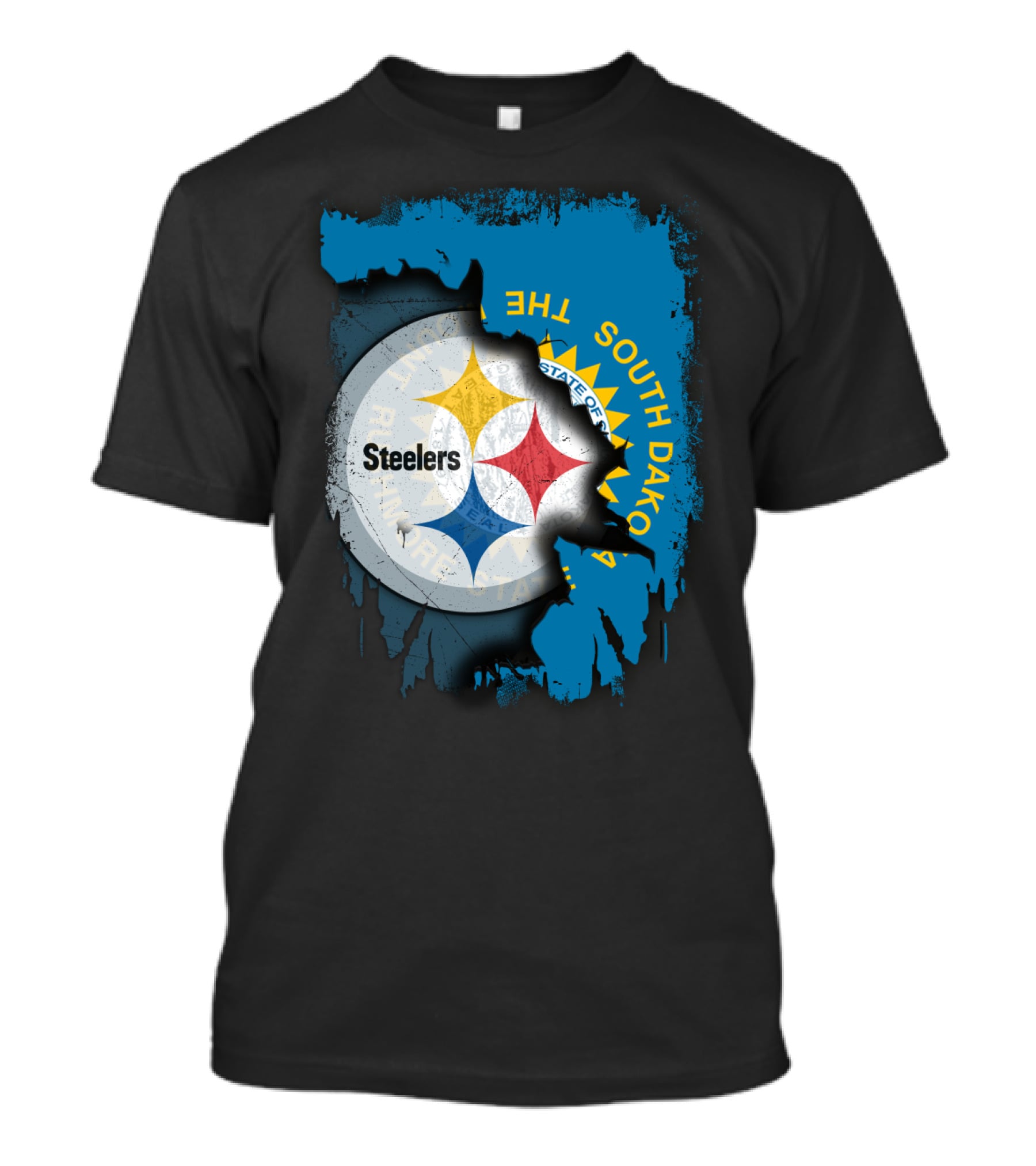 South Dakota State Flag With Steelers Logo Integration T-Shirt