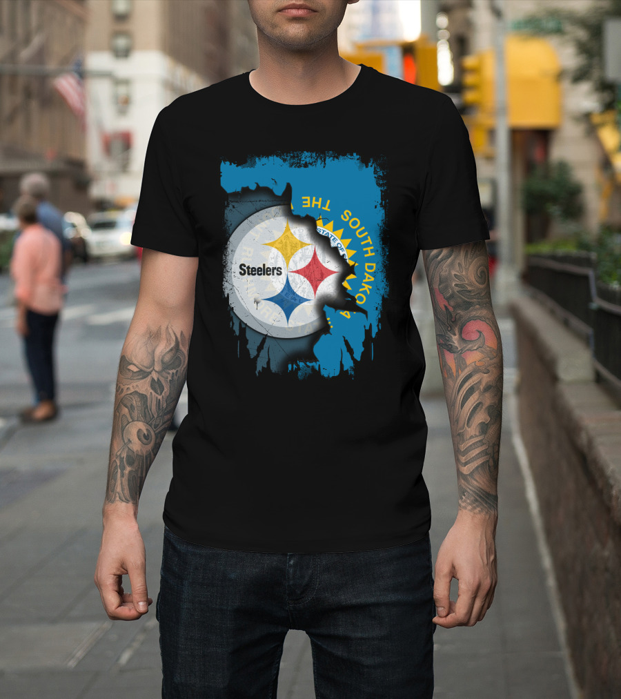 South Dakota State Flag With Steelers Logo Integration T-Shirt