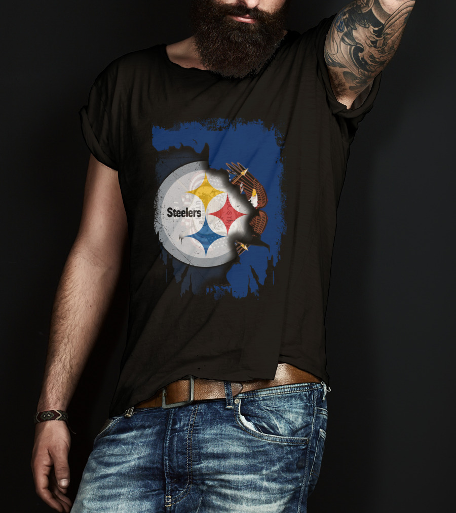 Steelers Eagle Emblem Artwork With Together Utah Integration T-Shirt