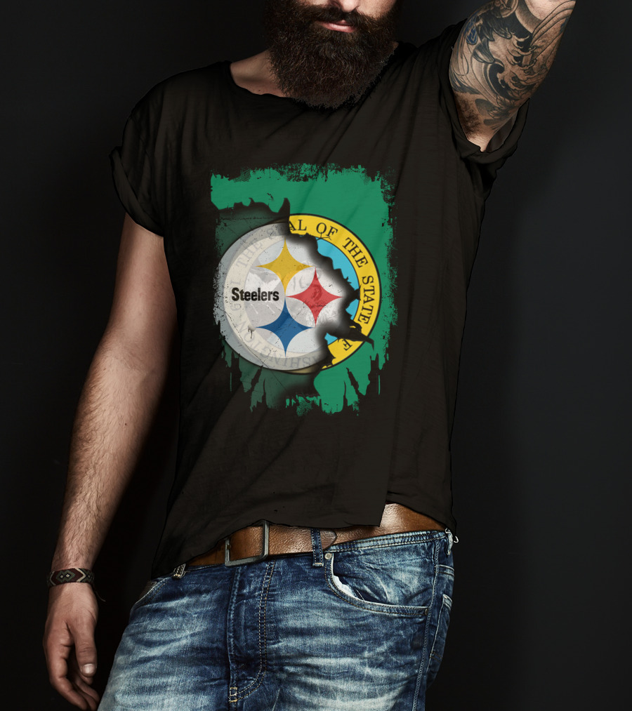 Washington State Meets Steelers Football Emblem T-Shirt