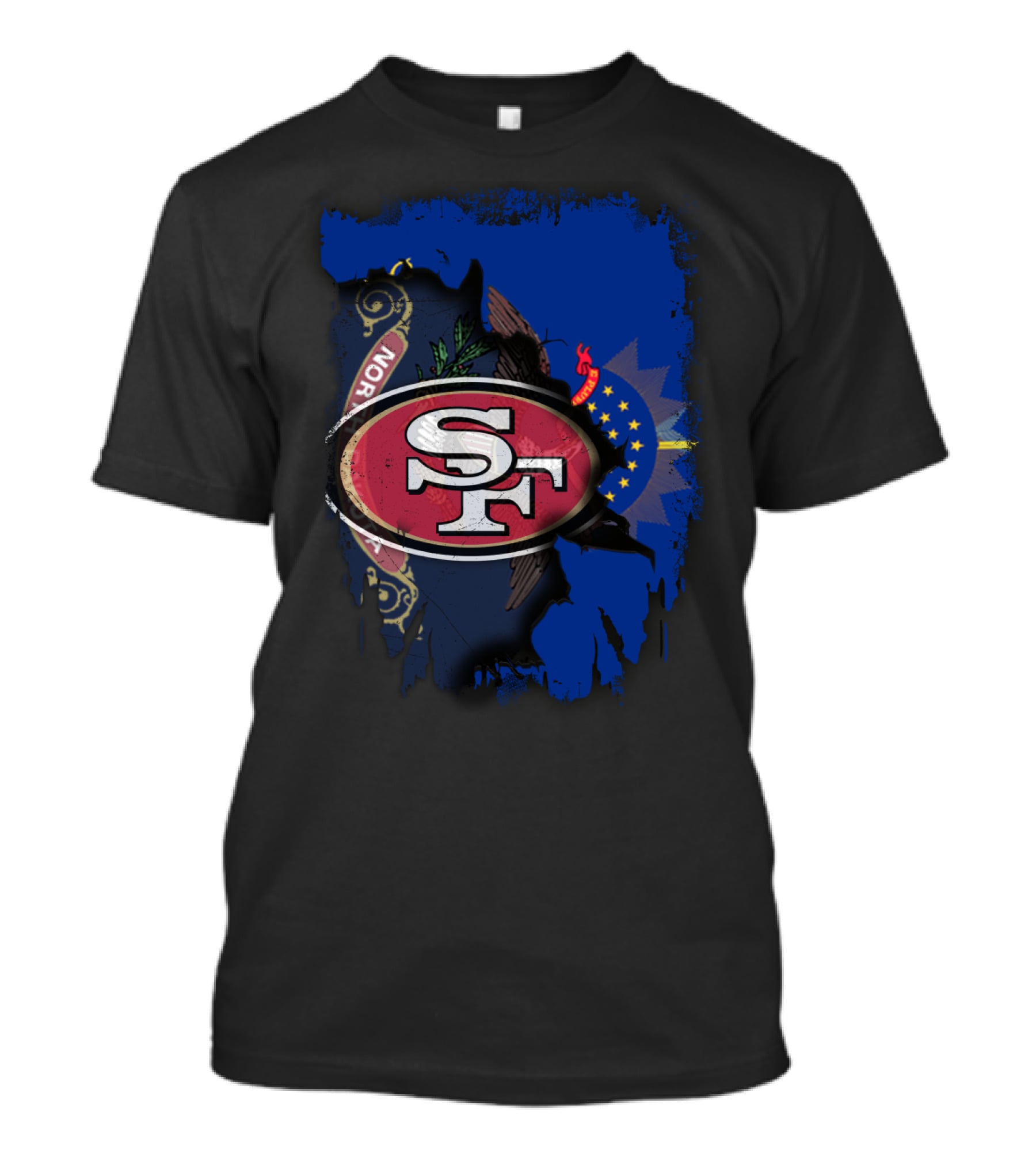 North Dakota State Flag With 49ers SF Logo Together T-Shirt