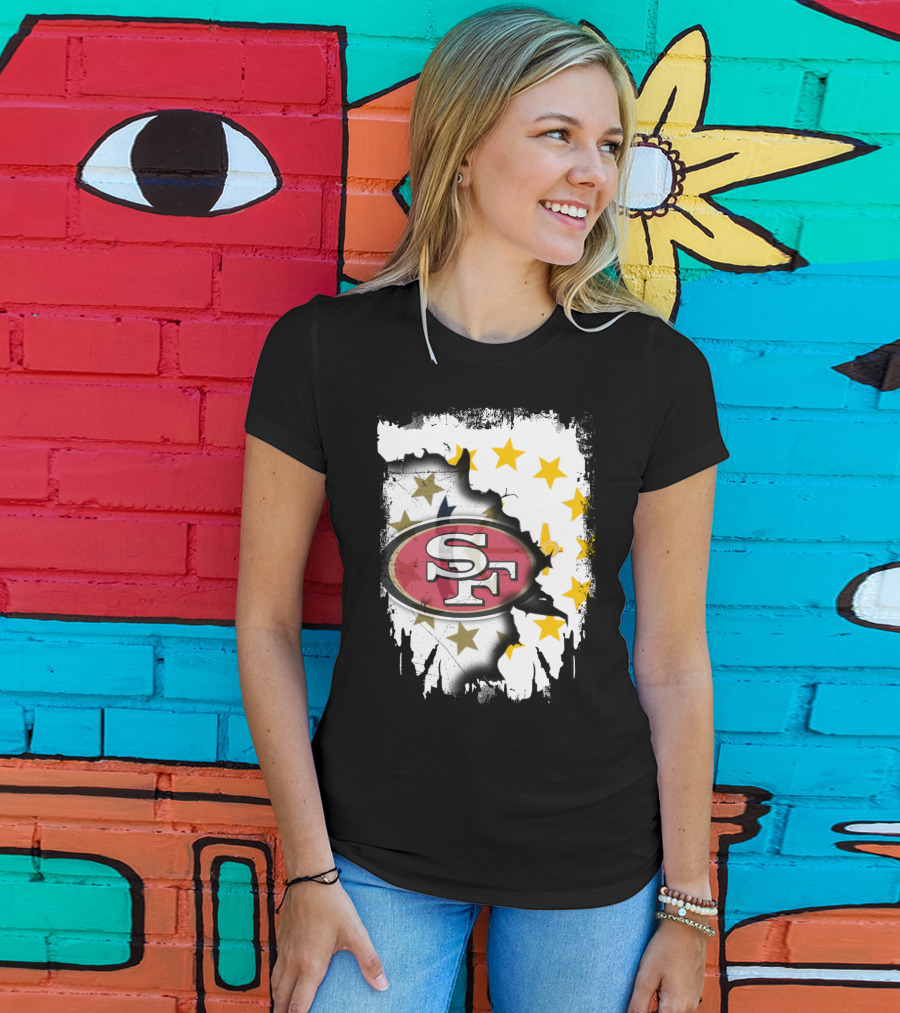 Together Rhode Island 49ers SF Logo Stars Map T-Shirt