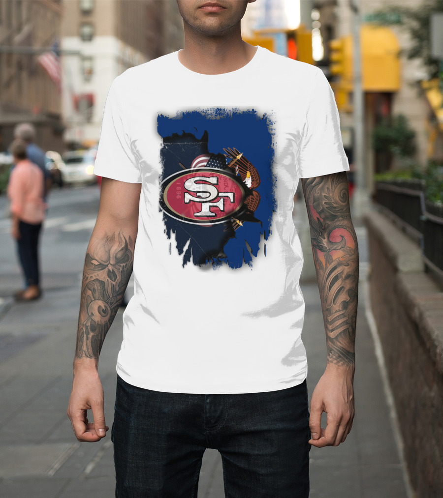 49ers and Eagle with American Flag T-Shirt