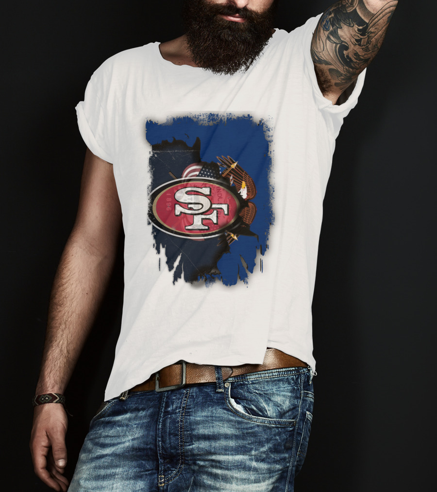 49ers And Eagle With American Flag T-Shirt