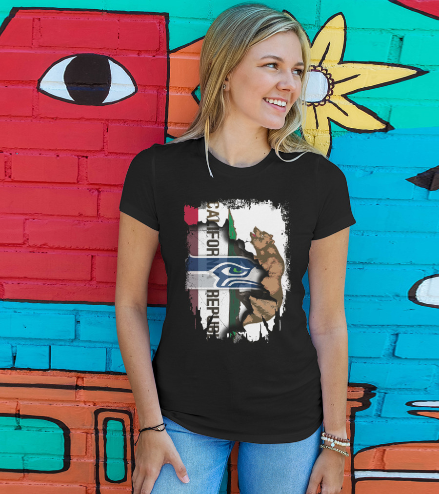 Together California Republic With Seahawks Logo Bear T-Shirt