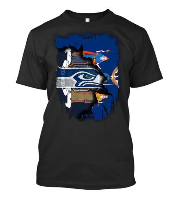 New York State Flag Merged With Seattle Seahawks T-Shirt