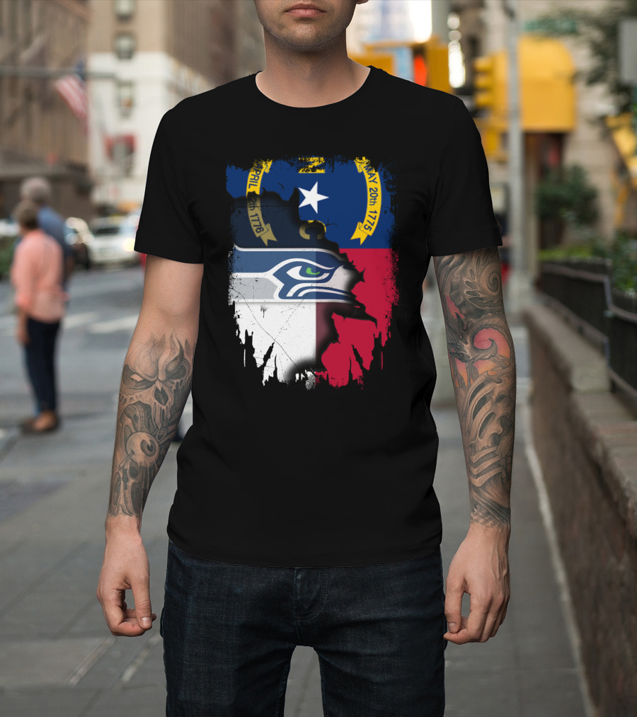 Together North Carolina Flag With Seattle Seahawks T-Shirt