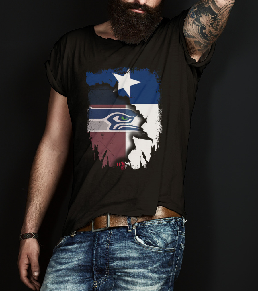 Texas And Seahawks United With Lone Star Sea Hawk T-Shirt