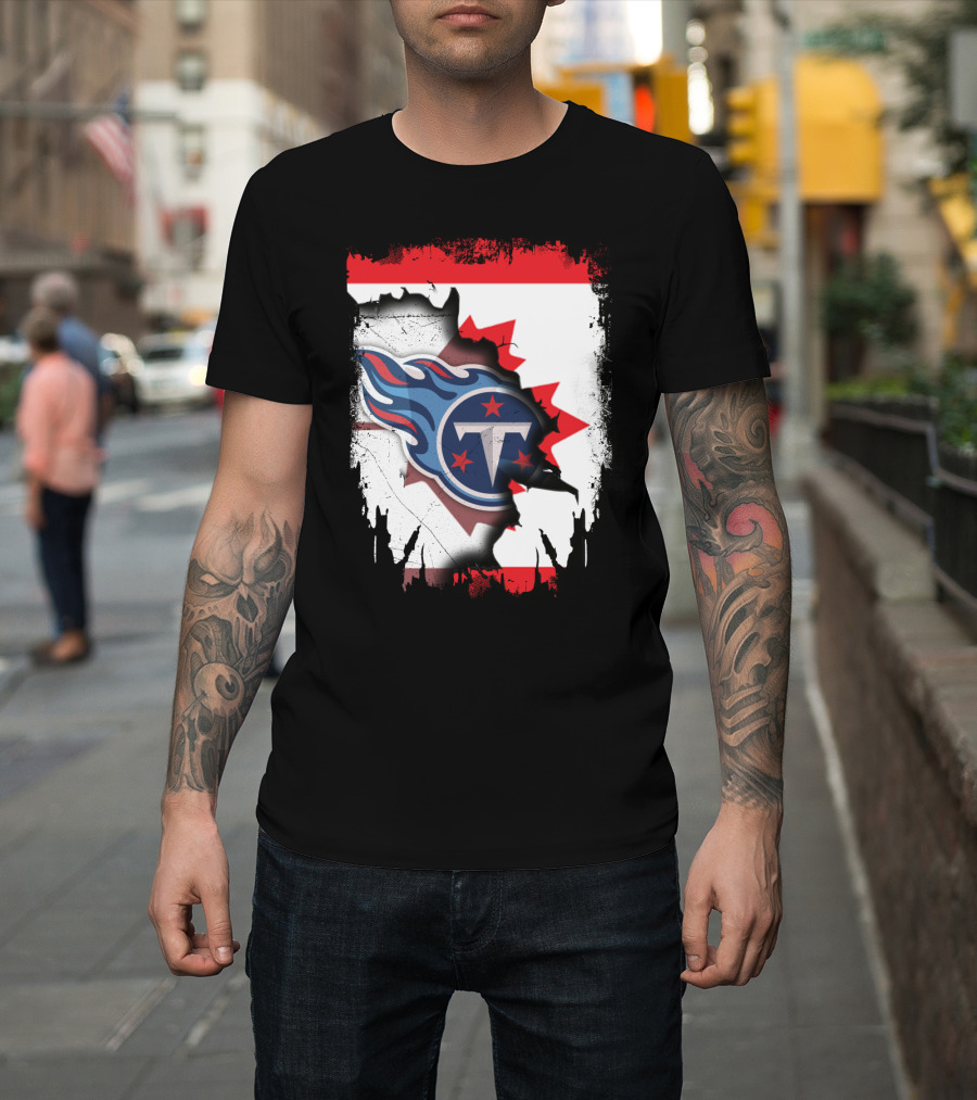 Canada Titans NFL Collaboration With Canadian Flag And Tennessee T-Shirt